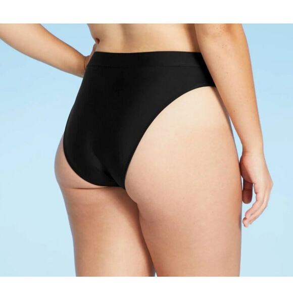 Xhilaration High Leg High Waist Cheeky Bikini Bottom Black Women’s 1X NWT - Picture 2 of 4